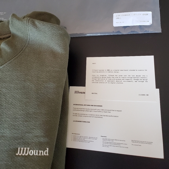 JJJJound J/95 Crewneck - Utility Green | Sz. Small - Picture 9 of 10